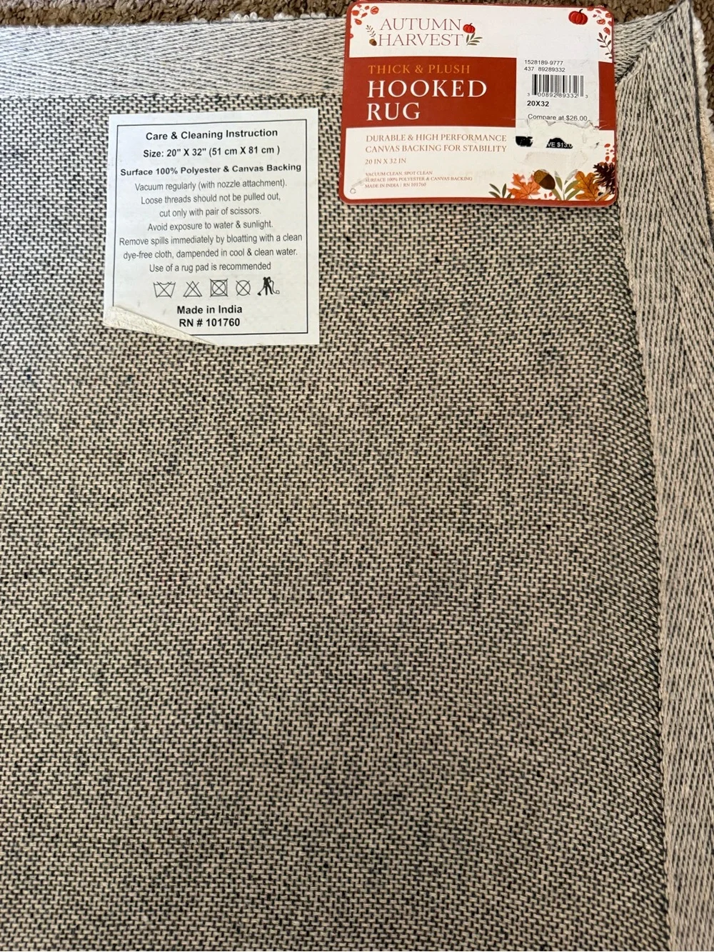 Autumn Harvest Cream & Multi Hooked Door Mat by Autumn Harvest